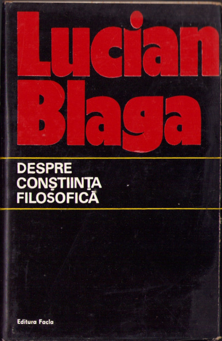 HST C1877 Despre conștiința filosofică 1974 Lucian Blaga