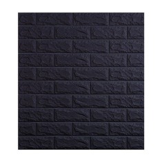 Tapet 3D Black design perete modern din caramida in relief, Autoadeziv , 77x70 cm