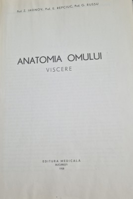 Atlas de anatomia omului viscere Z. Iagnov Repciuc foto