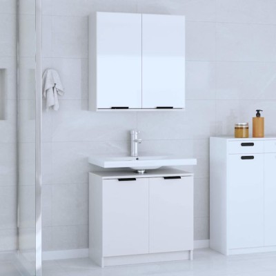 vidaXL Set dulap de baie, 2 piese, alb, lemn prelucrat foto