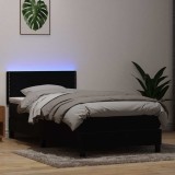 vidaXL Pat cu arcuri cu saltea și LED, negru, 80x220 cm, catifea 3316811