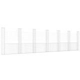 Cos de gabion in forma de U cu 7 stalpi, 740x20x200 cm, fier
