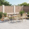 VidaXL Set de masă pentru grădină, 7 piese, cu perne, bej, poliratan