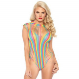 Body Sexy Shredded Opaque Cut Out Teddy Rainbow, Mărime Universală, Orion