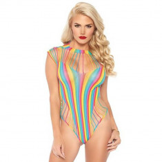 Body Sexy Shredded Opaque Cut Out Teddy Rainbow, Mărime Universală