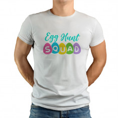 Tricou personalizat barbat "EGG HUNT SQUAD", Alb, Marime M