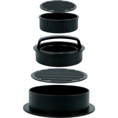 Cyrax Presa dubla pentru hamburgeri 2 in 1, forma si presa, doua dimensiuni, cu maner, usor de curatat si folosit, material ABS, 100 de foi hartie de