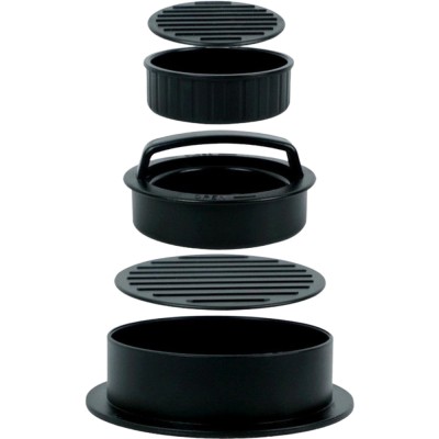 Presa dubla pentru hamburgeri 2 in 1, forma si presa, doua dimensiuni, cu maner, usor de curatat si folosit, material abs, 100 de foi hartie de copt i foto