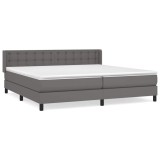 Cumpara ieftin Pat box spring cu saltea, gri, 200x200 cm, piele ecologica