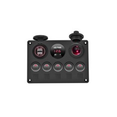 Panou de comutatoare cu priza, voltmetru, 5 intrerupatoare si port USB 12V 20A