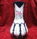VAZA PORTELAN CU COBALT SI DECOR FLORAL MANUAL PORFIN CLUJ 33 CM