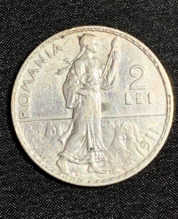 Moneda 2 lei 1911 argint