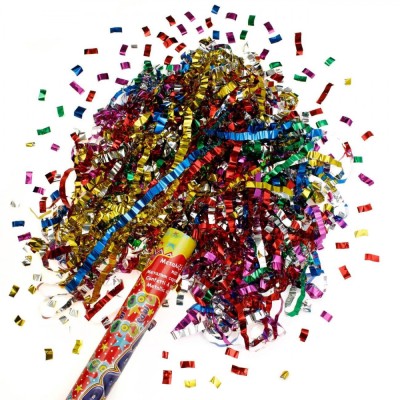 Tun Party Popper, Multicolor, Confeti Metalizat, Lungime 60cm foto