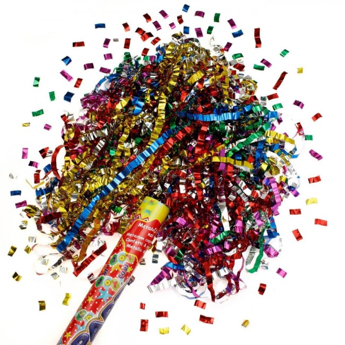Tun Party Popper, Multicolor, Confeti Metalizat, Lungime 60cm