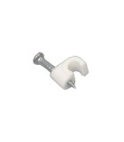 Cleme clips fixare cablu rotund plastic cu cui 4mm alb 100buc Well
