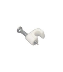 Cleme clips fixare cablu rotund plastic cu cui 4mm alb 100buc Well