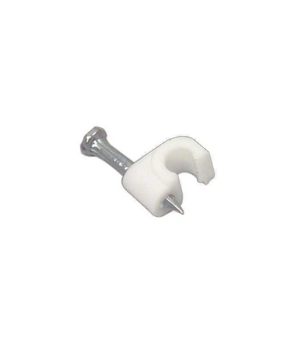 Cleme clips fixare cablu rotund plastic cu cui 4mm alb 100buc Well