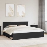 Cumpara ieftin Cadru de pat cu headboard Negru 200 x 200 cm Lemn de pin masiv