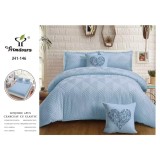 Cumpara ieftin Lenjerie de Pat Dublu, Bumbac Finet-Creponat, 6 Piese, Bleu - CPL17