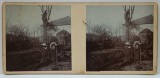 PODUL ILOAIEI , JUDETUL IASI , DOI COPII IN GRADINA , FOTOGRAFIE STEREOSCOPICA , DATATA 1906
