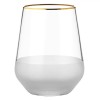 Pahar Sticla Transparent Mat, Margine Aurie, 425ml - Elegant si Rafinat
