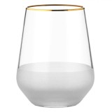 Pahar Sticlă, Mish, Transparent Mat, Margine Aurie, Capacitate 425ml