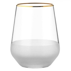 Pahar Sticlă, Mish, Transparent Mat, Margine Aurie, Capacitate 425ml