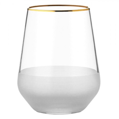 Pahar Sticlă, Mish, Transparent Mat, Margine Aurie, Capacitate 425ml foto