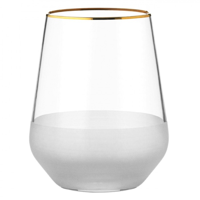 Pahar Sticlă, Mish, Transparent Mat, Margine Aurie, Capacitate 425ml