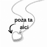 Colier Personalizat cu Poza , Inima cu Pietricele E i Pandantiv Foto