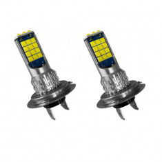 Set 2 LED H7 30 SMD 90W 8500 lumeni 6000K alb pur