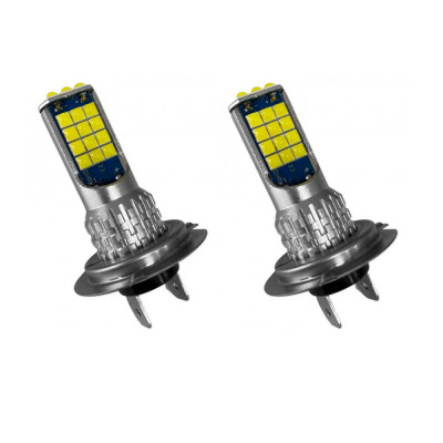 Set 2 LED H7 30 SMD 90W 8500 lumeni 6000K alb pur foto