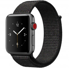 Curea iUni compatibila cu Apple Watch 1/2/3/4/5/6/7, 40mm, Nylon Sport, Woven Strap, Dark Black foto