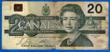 (1) BANCNOTA CANADA - 20 DOLLARS DOLLARI 1991, PRET DE CURS VALUTAR