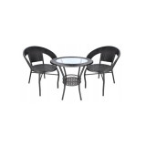 Set mobilier gradina/terasa/balcon, poliratan, negru, 1 masa, 2 scaune, Melissa GartenVIP DiyLine
