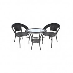 Set mobilier gradina/terasa/balcon, poliratan, negru, 1 masa, 2 scaune, Melissa GartenVIP DiyLine foto