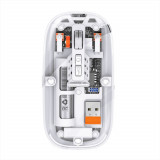 Cumpara ieftin Mouse Nou M233, 1600dpi, 5 Butoane, Indicator Nivel Baterie, Transparent, Alb, Wireless + Bluetooth NewTechnology Media