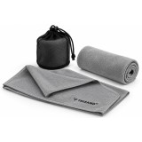 Prosop microfibra uscare rapida 120x60 cm, gri, pentru sala, plaja si calatorii, husa inclusa