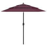 Umbrela de soare 3 niveluri, stalp aluminiu, rosu bordo, 2,5 m GartenMobel Dekor, vidaXL