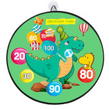 Joc Darts Flippy pentru Copii, Placa Pliabila 36.5 cm, 8 Mingii Velcro/Scai Simple, 2 Mingii Luminoase, Model Dinozaur Park, Verde