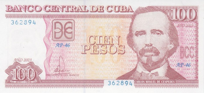 Bancnota Cuba 100 Pesos 2023 - P129 UNC