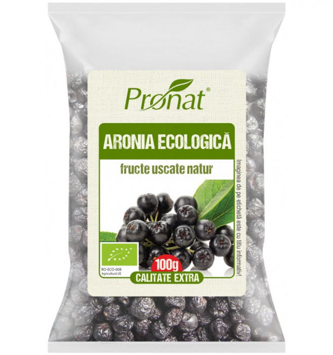 Fructe bio de aronia uscate, 100g Pronat