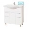 Baza si lavoar ceramic GN1531, mobilier baie stativ 75 cm, front MDF, 2 usi, 3 sertare, balamale soft close, picioare cromate reglabile, alb