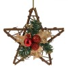 Decorațiune Crăciun, Stea, Ramuri De Pin, Frunze De V&acirc;sc Aurii, Globuri Roșii, 20 cm, Oem