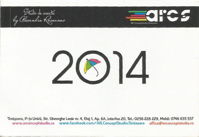 Romania, AR Concept Studio, calendar de buzunar, 2014