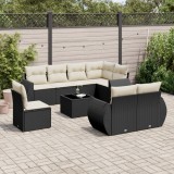 Gossi set mobilier de gradina cu perne, 9 piese, negru, poliratan