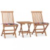 VidaXL Set mobilier exterior pliabil cu perne, 3 piese, lemn masiv tec