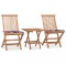 vidaXL Set mobilier exterior pliabil cu perne, 3 piese, lemn masiv tec