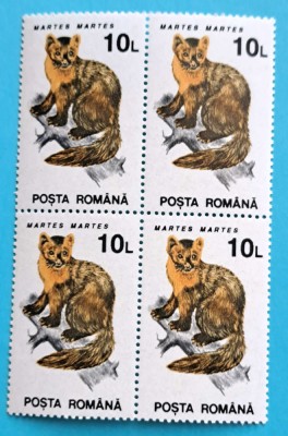 TIMBRE ROMANIA LP1318/1993 Animale (uzuale) -Bloc de 4 valoarea de 10 lei h&amp;icirc;rtie cretată MNH - foto