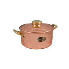 Cratita din Cupru &Oslash;16cm, cu Capac, Manere Bronz
